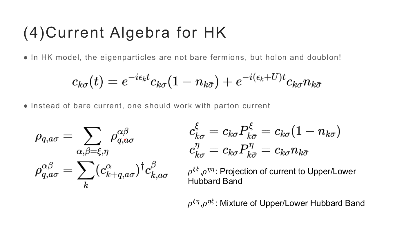 Current Algebra of the HK Model — slides — page 9 of 21