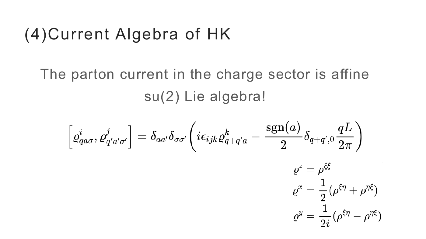 Current Algebra of the HK Model — slides — page 13 of 21
