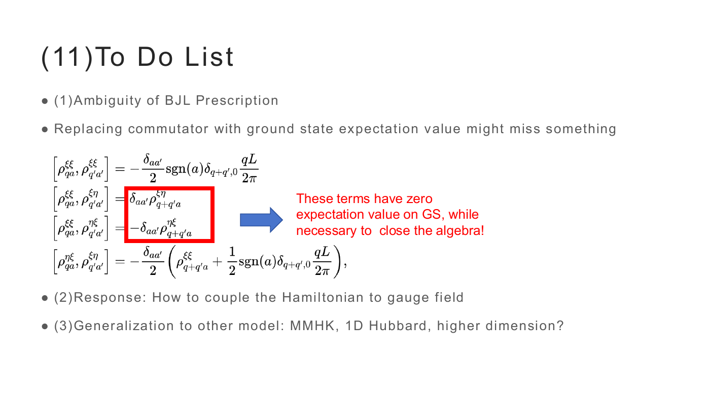 Current Algebra of the HK Model — slides — page 20 of 21