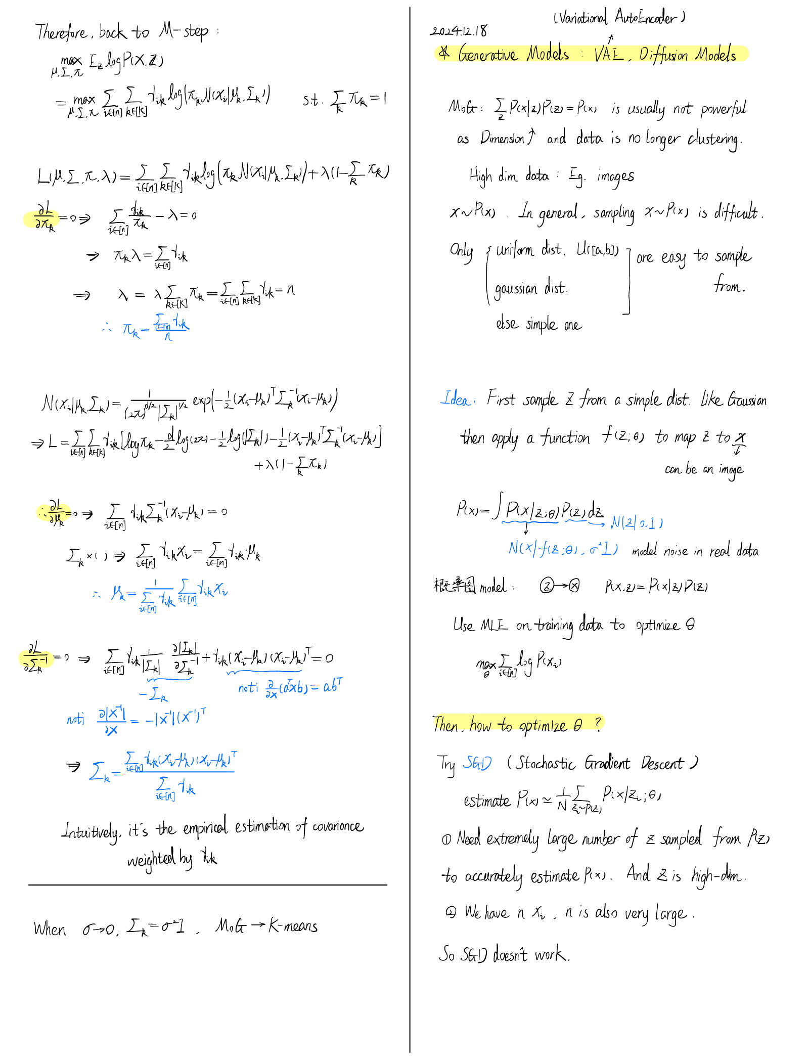 Generative Models: VAEs and Diffusion Models — handwritten notes — page 1 of 6