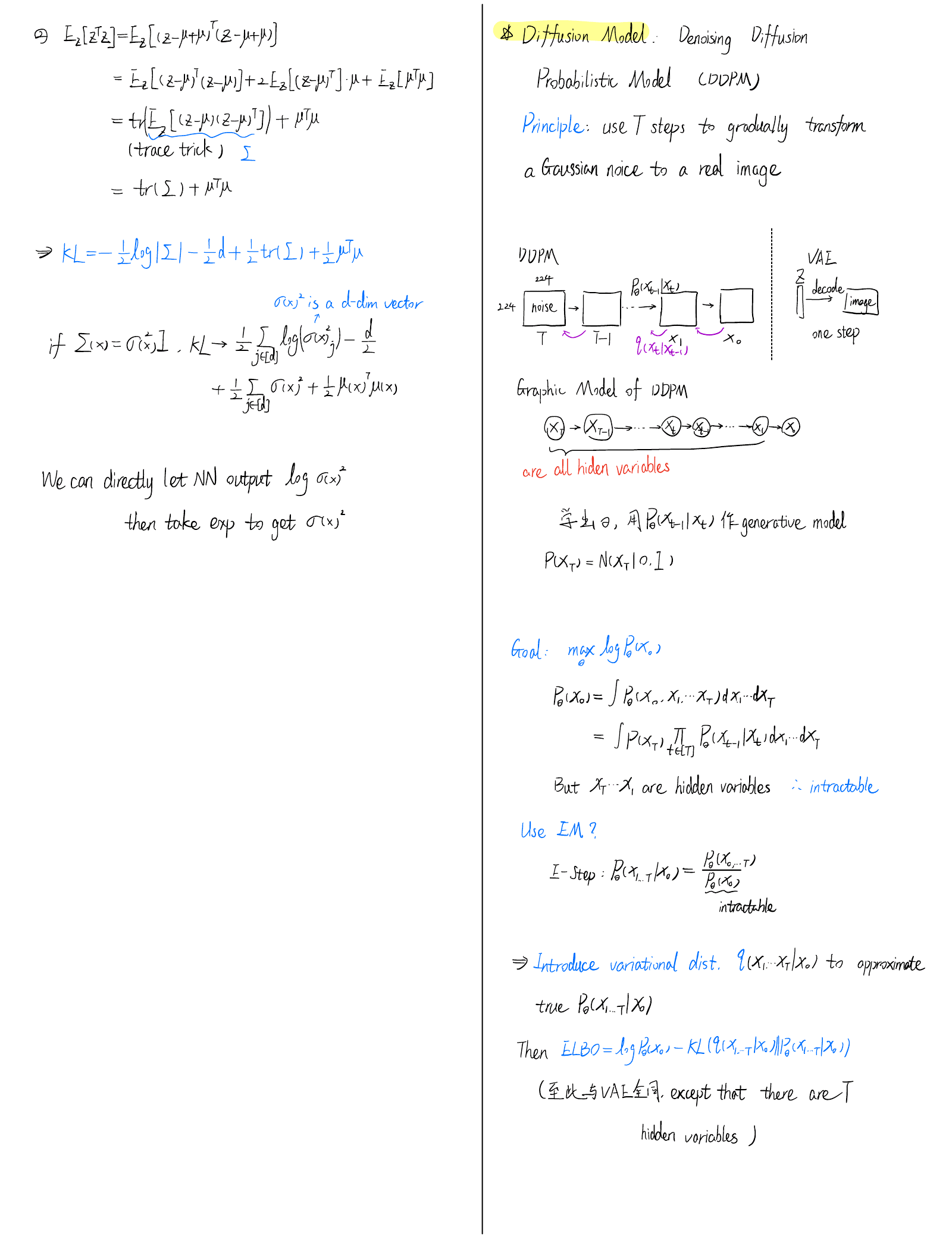 Generative Models: VAEs and Diffusion Models — handwritten notes — page 4 of 6