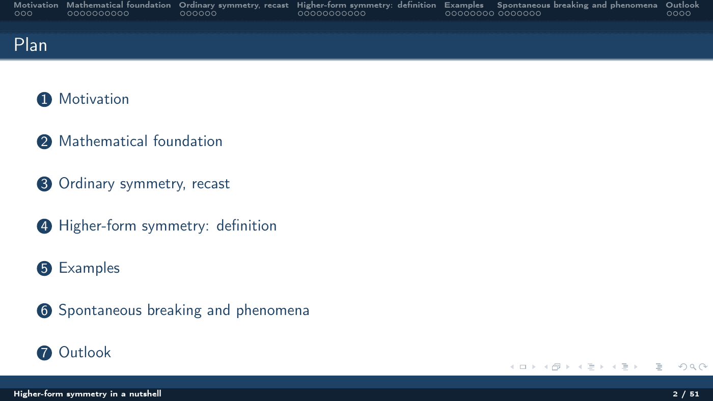 Higher-Form Symmetry in a Nutshell — slides — page 2 of 51
