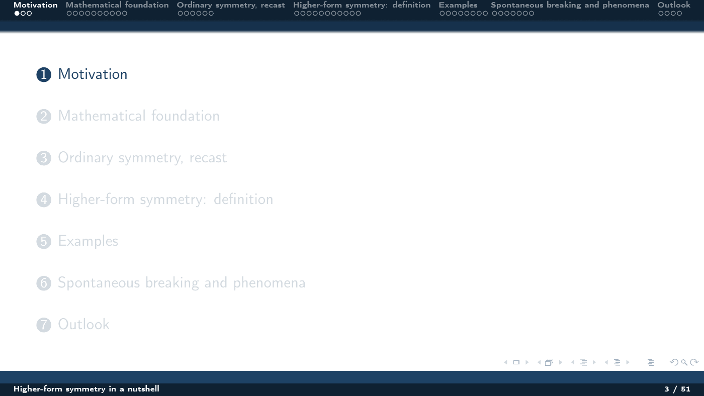 Higher-Form Symmetry in a Nutshell — slides — page 3 of 51