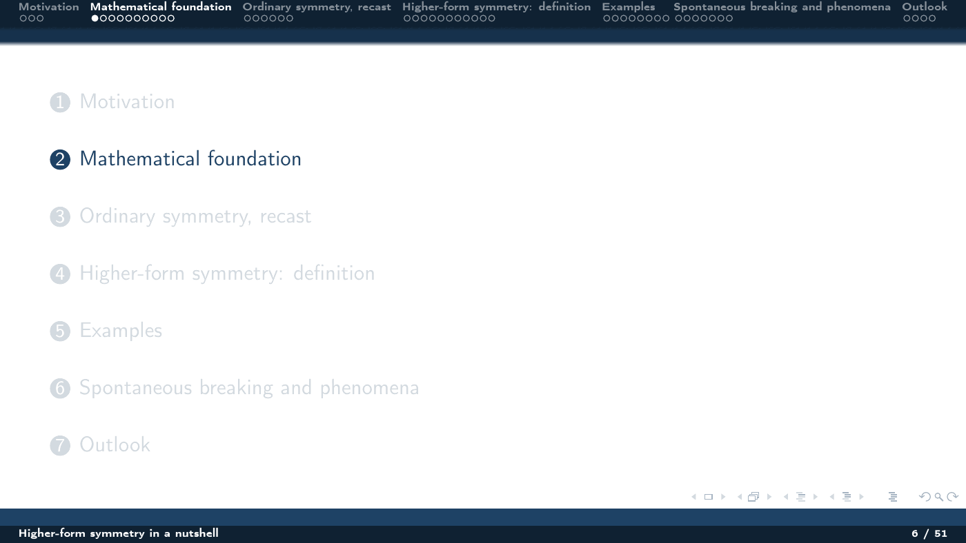 Higher-Form Symmetry in a Nutshell — slides — page 6 of 51