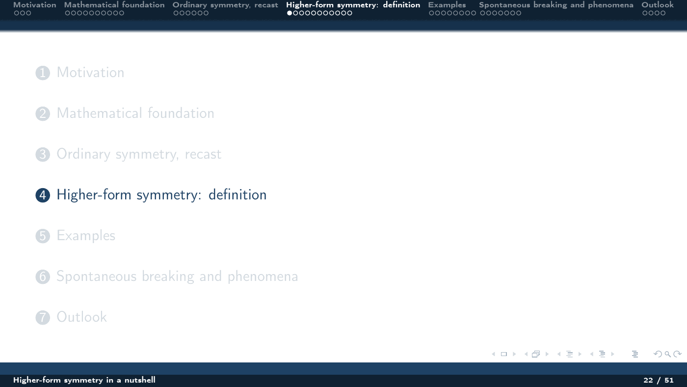 Higher-Form Symmetry in a Nutshell — slides — page 22 of 51