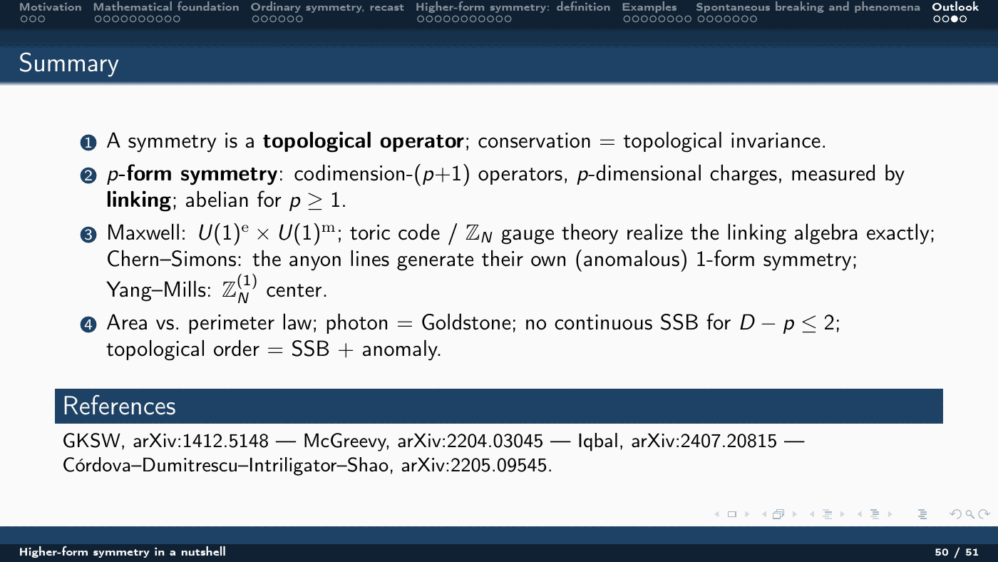 Higher-Form Symmetry in a Nutshell — slides — page 50 of 51